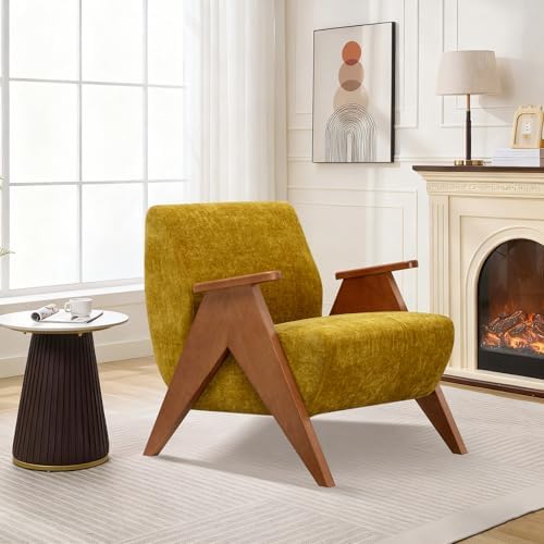 Home Accent Chair Mid Century Modern Accent Chair with Wood Frame...
