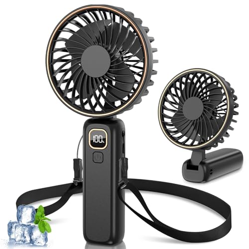 POIFL Ventilador Portatil, Mini Ventilador De Mano, Recargable Por Usb, Con 6 Velocidades, Ultra Silencioso, Plegable, Adecuado Para El Hogar, La Oficina, El Dormitorio y Viajes Al Aire Libre