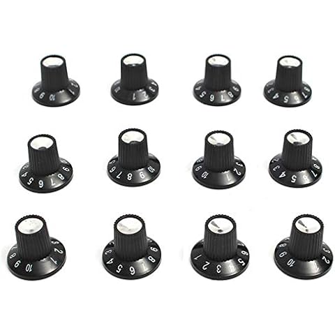 FASTROHY 12Pcs Guitar AMP Knob Amplifier Skirted Knobs Volume Tone Control for Fender, Black Cover