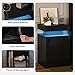 OneBlis Nightstands Set 2, 15 Inches LED Night Stand Set of 2, Modern Bedside Table with LED Lights, High Gloss Surface, End Table with Storage for Bedroom, Black