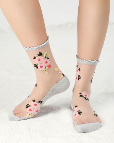 Campsis Women Sheer Socks Sheer Ankle Socks for Women and Girls2
