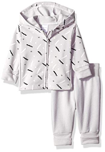 Hanes baby boys Ultimate Flexy Fleece Adjustable Fit Jogger With Zippin Fleece Hoodie Layette Set, Grey Print, 12-18 Months US