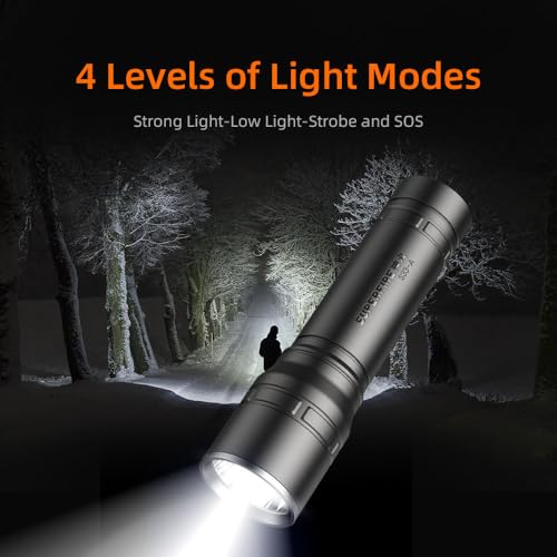 Image of SUPERFIRE Rechargeable LED Flashlight Portable Pocket Torch with USB Charging 4 Light Modes Long Beam Distance Compact Lightweight Waterproof Torch for Camping Emergency & Outdoor