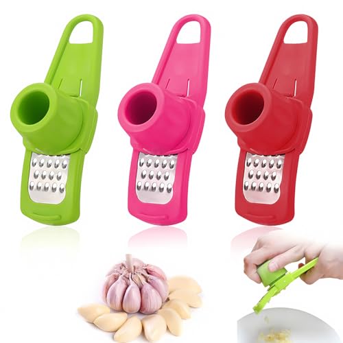 Knoblauchschäler, 3 Stück Ingwer Reibe Effizientes Knoblauchmühle Bequem Knoblauchschneider Mini Reibe für Feines Reiben von Knoblauch, Ingwer, Nüssen zur Knoblauchpaste-Gewinnung