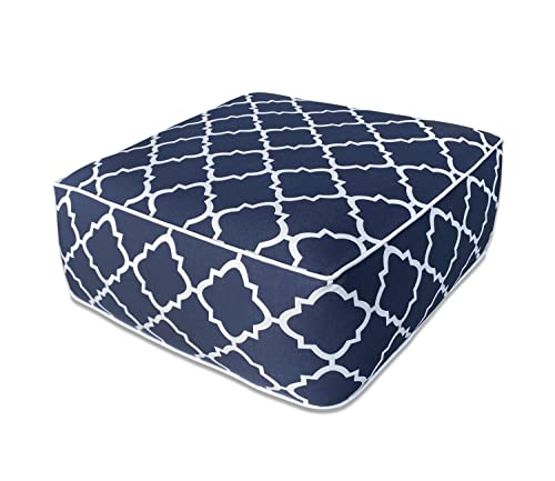 Fbts Prime Outdoor Inflatable Ottoman Navy Square 23X9 Inch Patio Foot Stools And Ottomans Portable Footstool #TOP8
