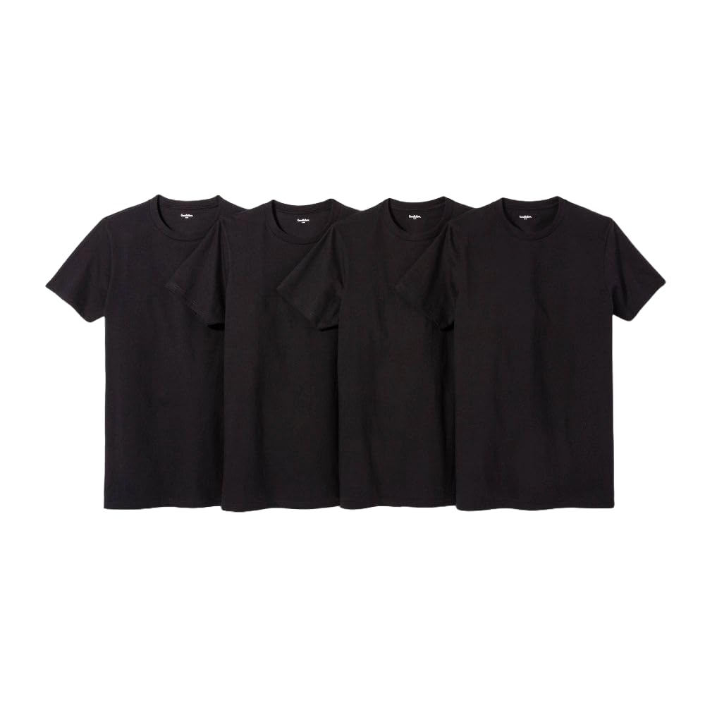 Goodfellow & Co Men's Short Sleeve 4pk Crew-Neck T-Shirt, Black, XXL