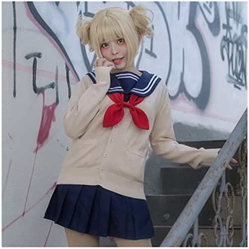 Image of jinghuiyue Women's Cardigan School Uniform Sweater V Neck Button Down Knit Cardigans Coat with Pockets