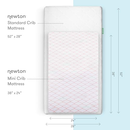 Image of Newton Baby Fitted Mini Crib Sheets (2-Pack) | Organic Muslin Cotton, Breathable & Soft Baby Sheets, Washable Baby Mattress Sheets, Fits Mini Crib Mattresses 24 inch x 38 inch, Dreamweaver Coral & Plain White