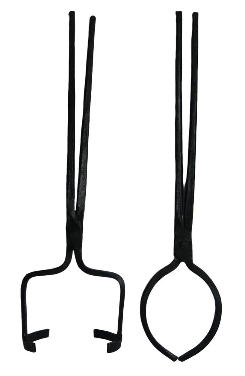 Pinzas de crisol de 6 kg para derretir metal, con pinzas de elevación y pinzas de vertido, mandíbulas de 4.3 pulgadas, 19 pulgadas de longitud, color negro