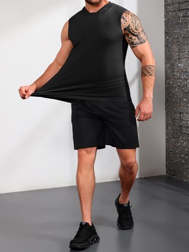 Runcati Mens Sleeveless Hoodies Workout Hooded Tank Tops Muscle Gym Bodybuilding Fitness Training T Shirts4