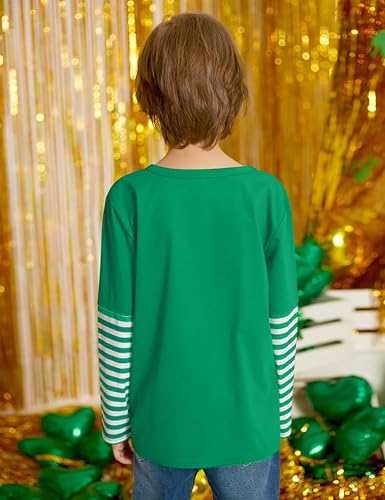 Boys St Patricks Day Shirt Toddler Girls Kids Lucky Clover Shamrock T-Shirt Dinosaur Stripped Long Sleeve Tops3