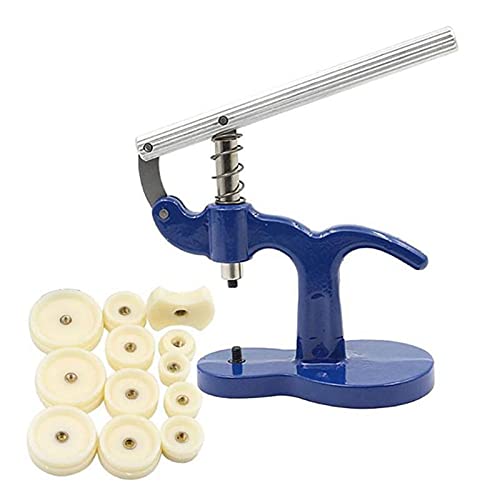 Kit d'outils de presse arrière de montre - Outil de réparation de fixation de boîtier Presse de boîtier de montre 12 matrices(Bleu) Cover