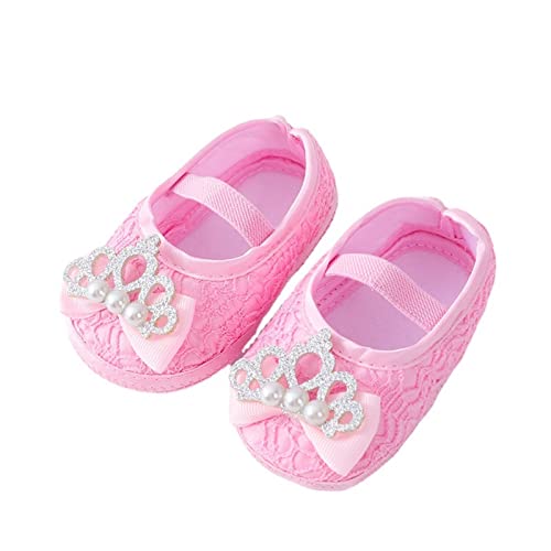 Baby Shoes Fashion Soft Sole Toddler Shoes Pearl Dress Flower Princess Shoes Toddler Shoes Gold Toddler Shoes (Pink, 4.5 Infant)3