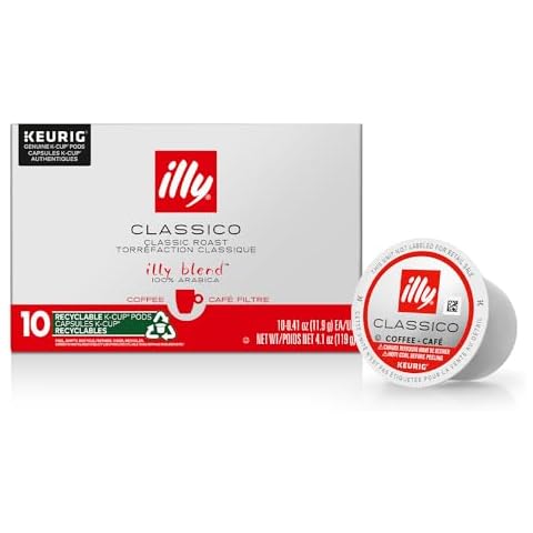 Illy Coffee, Smooth And Balanced, Classico Medium Roast Coffee K-Cups, Made With 100% Arabica Coffee, All-Natural, No Preservatives, Coffee Pods For Keurig Coffee Machines,10 K-Cup Pods (Pack Of 1) Cover
