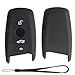 Velsman Compatible with BMW Trapezoid Style Key FOB - 3 Buttons Silicone Case Cover Protector Holder and Wrist Strap (Black)