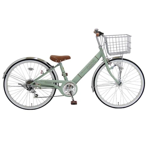 完成品でお届け! 子供用自転車 esse 24インチ シマノ6段変速 オートライト 子供 自転車 [マカロンオリーブ] 小学生 シンプル 低床フレーム 安全基準BAA適合車 エッセ 大阪府 堺市 完全組立 整備済でお届け
