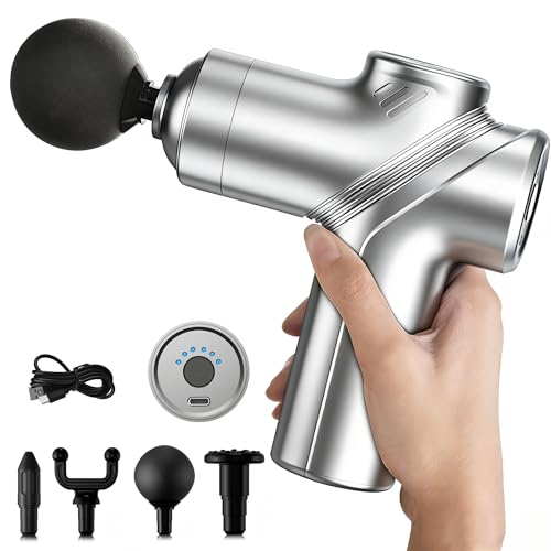 Image of LEERCON Mini Massage Gun,Portable Deep Tissues Muscle Massager, 4 Massages Head and 6 Speeds,Suitable Gifts for Fathers, Mothers, Women, and Men
