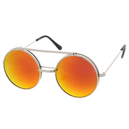zeroUV - Mid Size Flip-Up Colored Mirror Lens Round Django Sunglasses 49mm2
