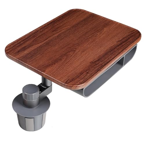 Snaweo Rv Dinette Table, Car Cup Holder Tray, Suitable For SUVs And Sedans, Natural Wood Grain Texture With A Metal Base, Compatible With Most Car Models, Square Floating Tables