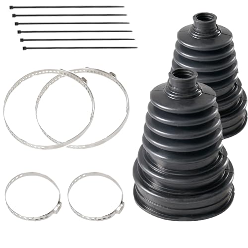 2PCS Heavy-Duty Silicone CV Axle Boot Kit for 65mm/80mm/90mm Axles | 4 Stainless Steel Clamps & 6 Cable Ties | Water & Dust Proof Design | Fits Most Cars & SUVs