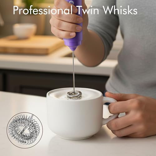 Image of Rechargeable Milk Frother Handheld, 2-IN-1 Dual Spring Whisk Electric Frother Wand for Cappuccino Latte Macchiato, Portable Drink Mixer for Coffee, Matcha, Hot Chocolate