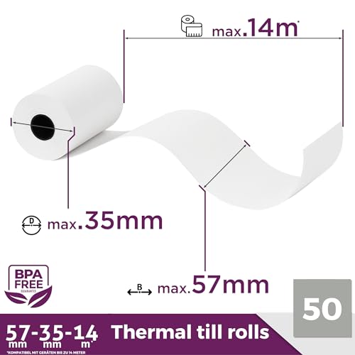 Rollos papel datafono LYNNE 57x35x12mm para tickets TPV 2