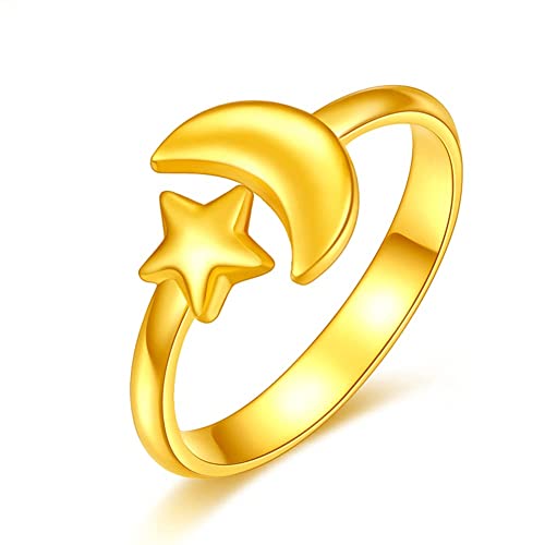 Bague Ciel étoilé Jaune 24 carats cadeau de fiançailles ajustable HMJGDHX