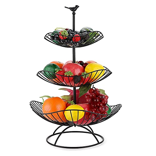 Présentoir à fruits 3 étages Corbeille à fruits, Maintient les fruits et légumes frais – Support à fruits avec 3 bols de rangement Taille : 31 cm, 25 cm, 20 cm