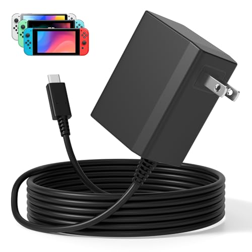 Replacement for Nintendo Switch Charger AC Adapter,Power Cord Compatible with Switch Lite/OLED/Steam Deck-39W 15V 2.6A Fast Charging with 5FT USB C Cable, TV Mode Support