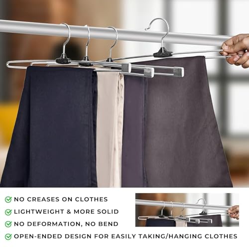 Image of ROLLYWARE Premium Stainless Steel Lockable Technology Hangers for Clothes, Velvet, Trouser, Saree, Pants, Skirt Wardrobe (15 Pack)