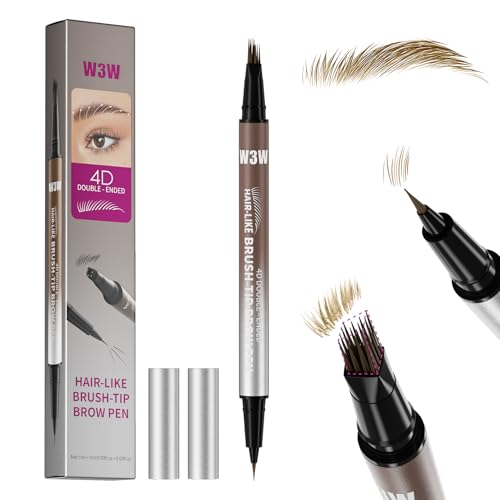 W3W 4D lapiz cejas microblading,lápiz de cejas,efecto vello natural, resistente al agua y sin manchas,perfilador de cejas,Ideal para rubias y cabello claro, 01 Castaño Dorado