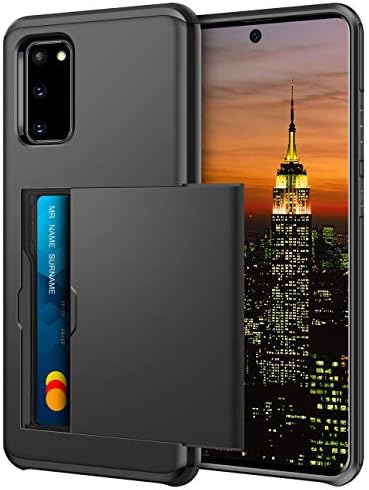 Coolden for Samsung S20 Case Armor Shockproof Case for Galaxy S20 Wallet Case Cover Protective Case Rubber Bumper Phone Case Card Holder Slot Wallet Case Cover for Samsung Galaxy S20 (Black)