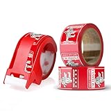 Magictodoor Fragile Tape for Safe Moving and Shipping,Cute Design and Free Dispenser | 1.78 Inch Width x 60 Yards, Durable Packaging Tape for Boxes, Ideal for Mailing and Storage
