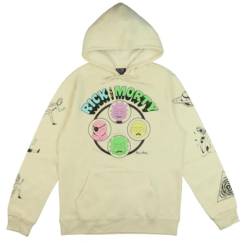 Seven Times Six Rick And Morty - Sudadera con capucha para hombre, Beige, Small