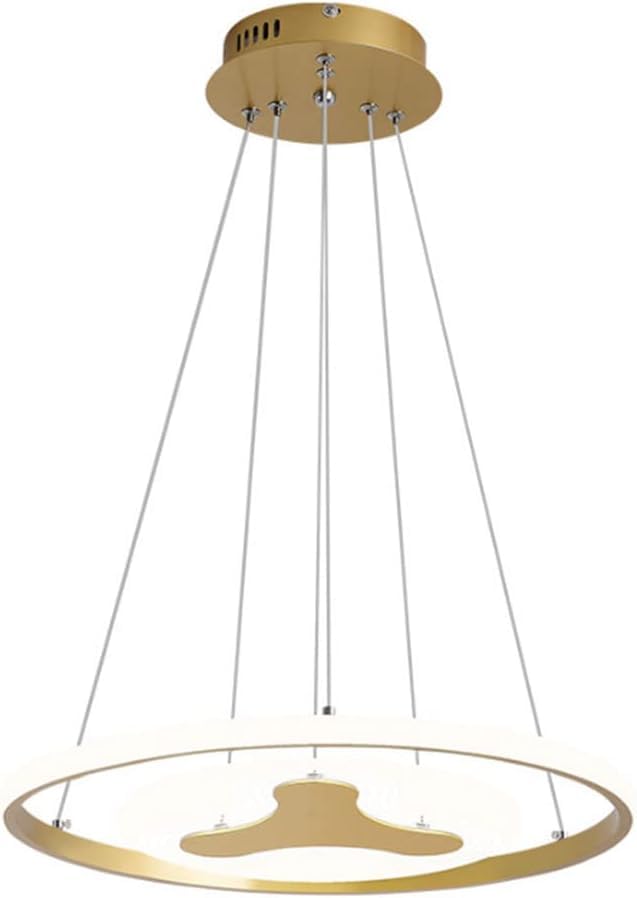 Lustre minimaliste de salle à manger dorée au fini fer forgé