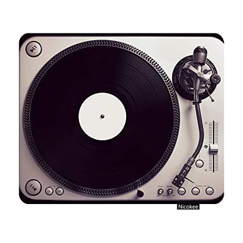 Nicokee Gaming Mouse Pad Old Good Looking Turntable Playing a Track from Black Vinyl Top View Vintage Cross Processing Non-Slip Rubber Mouse Pad for Computers, Laptop, Office 9.5 Inch x 7.9 Inch Cover