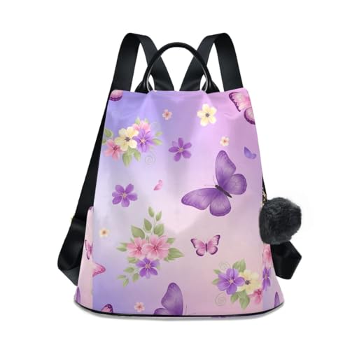 Sac à dos imprimé papillon violet aux finitions haut de gamme pour femme