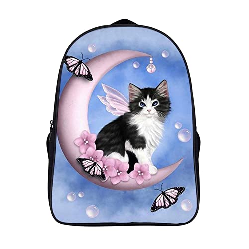Sac à dos chat mignon et classique pour l'école et le voyage de toute la famille (40x28x16cm)