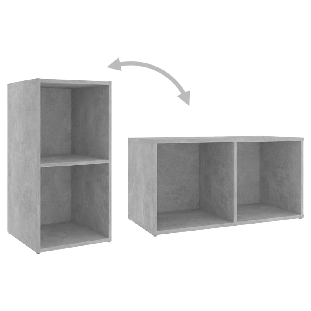 3-TLG. TV-Schrank-Set Betongrau aus Holzwerkstoff, modernes Lowboard für Wohnzimmer, vielseitiges Media-Center mit Stauraum, erweiterbares Design