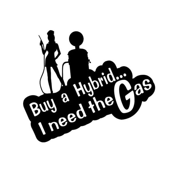 JIFENLI Pegatinas Para Automóviles 14.3X13Cm Comprar Un Híbrido I Need The Gas Decal, Sexy Girl Vinilo Pegatina Negro/Plata