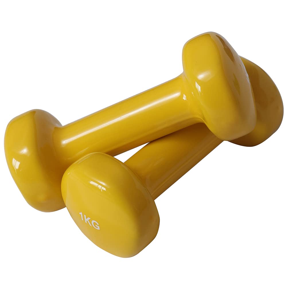 BAKAJI Zestaw 8 hantli gimnastycznych z walizką (2 x 0,5 kg + 2 x 1 kg + 2 x 1,5 kg + 2 x 2 kg), obciążniki fitness z powłoką z gumy piankowej, ergonomiczne, odporne na rdzę, antypoślizgowe