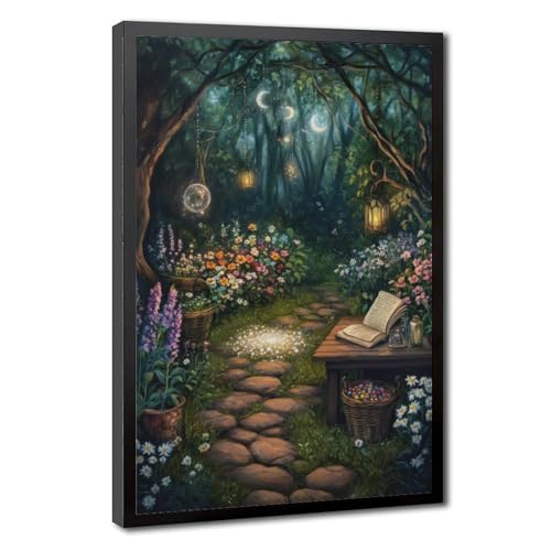 Toile art floral Dark Academia pour créer une décoration de chambre mystique et rétro
