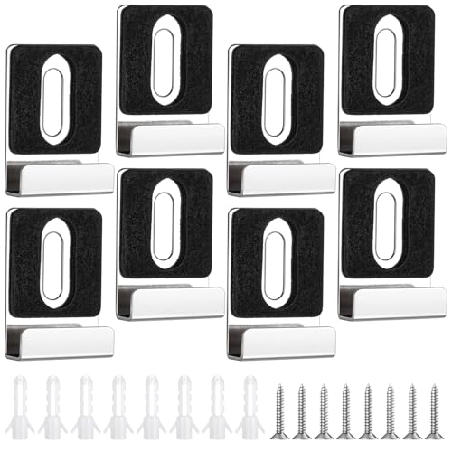 Image of Piriuuo 8 Pcs Metal Mirror Holder Kit, Mirror Holder Clips Stainless Steel Mirror Mounting Hardware Heavy Duty Mirror Mounting Clips with Screws for Mirrors and Billboard (Silver)