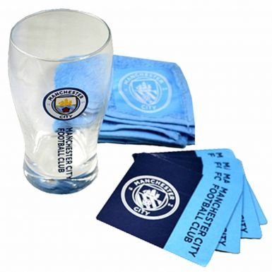 Manchester City pinta, sottobicchieri e bar asciugamano mini bar set