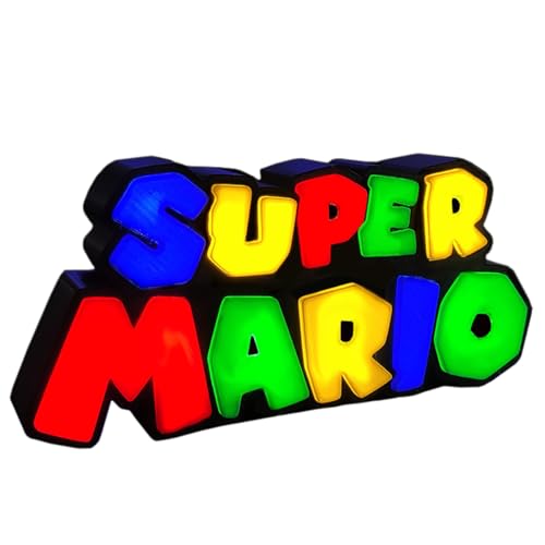 Luminária Led Abajur com Fonte Mesa Caixa de Luz 3D Super Mario G...