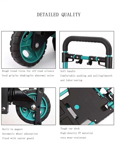 Carretilla plegable con cesta y 4 ruedas, capacidad 150 kg miniatura 2