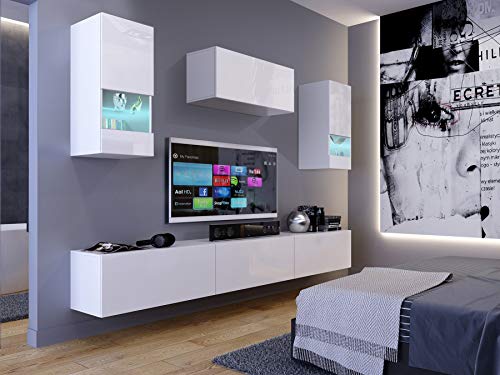 Furnitech Campari N26 1A Meuble de salon moderne et brillant (meubles sans LED, AN26-18W-HG2 1A petit)