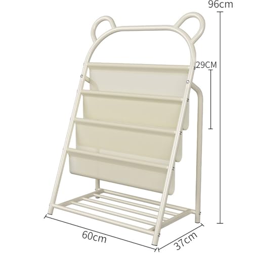 Stationary Kids Bookshelf, Sturdy Non-Tipping Bookcase with 3 Tiers, Cream White Baked Paint Finish, Fixed Standing Organizer for Toys & Books in Playroom, Nursery, Bedroom - Image 3