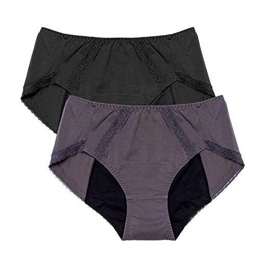 Intimate Portal Mujer Ropa Interior Menstruales Culottes de Protección Braguitas para Mentruación Periodo Incontinencia Negro Gris L