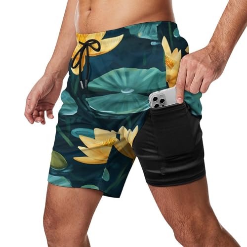 Pantalones cortos de playa elásticos con bolsillos cómodos para hombre 2